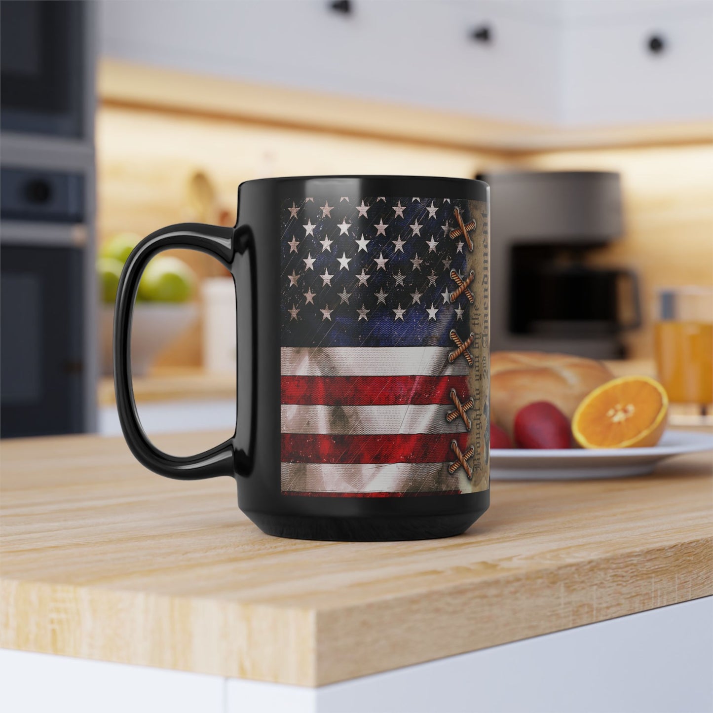 Pro 2A Coffee Mug – Second Amendment Rifle and Flag Design – Conservative Patriotic Gift – 11oz or 15oz Ceramic
