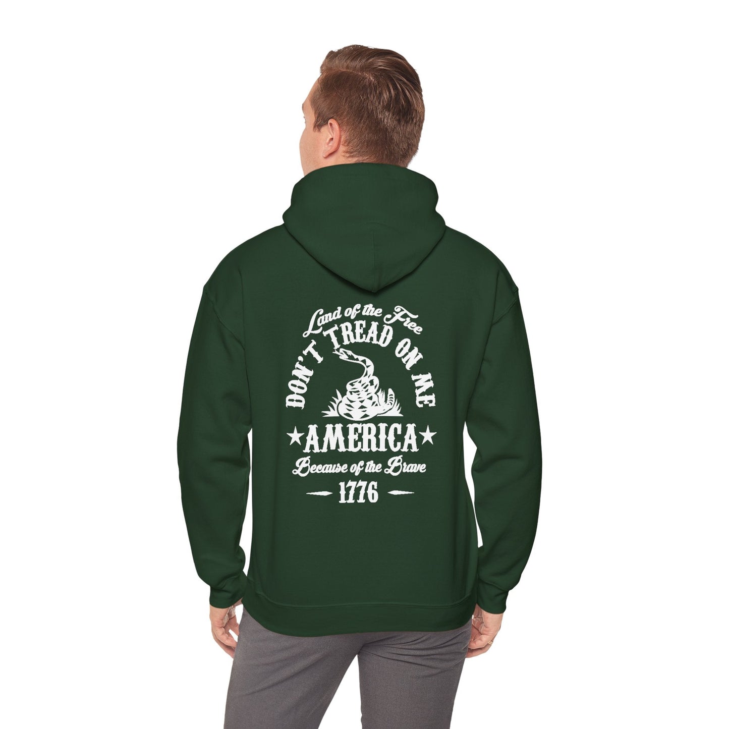 Liberty or Death Don't Tread on Me, Land of the Free Because of The Brave Unisex Hoodie (Back Print) - Premium Hoodie from Old Glory 1776 Apparel - Just $39.99! Shop now at Old Glory 1776 Apparel