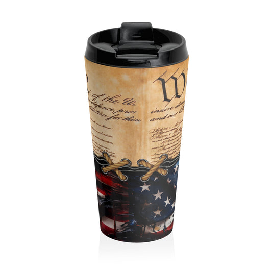 We The People 15oz Stainless Steel Travel Mug - Inspired by the Constitution and American Spirit - Old Glory 1776 Apparel
