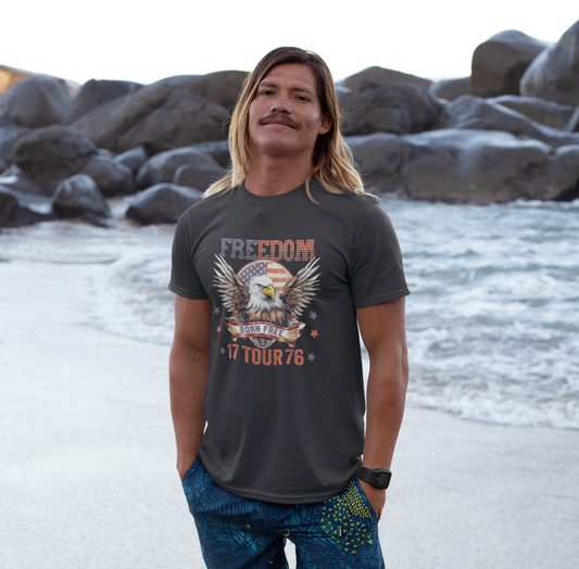 Freedom Tour 1776 Eagle Unisex T-Shirt, Patriotic Graphic T-Shirt, Freedom Apparel - Old Glory 1776 Apparel