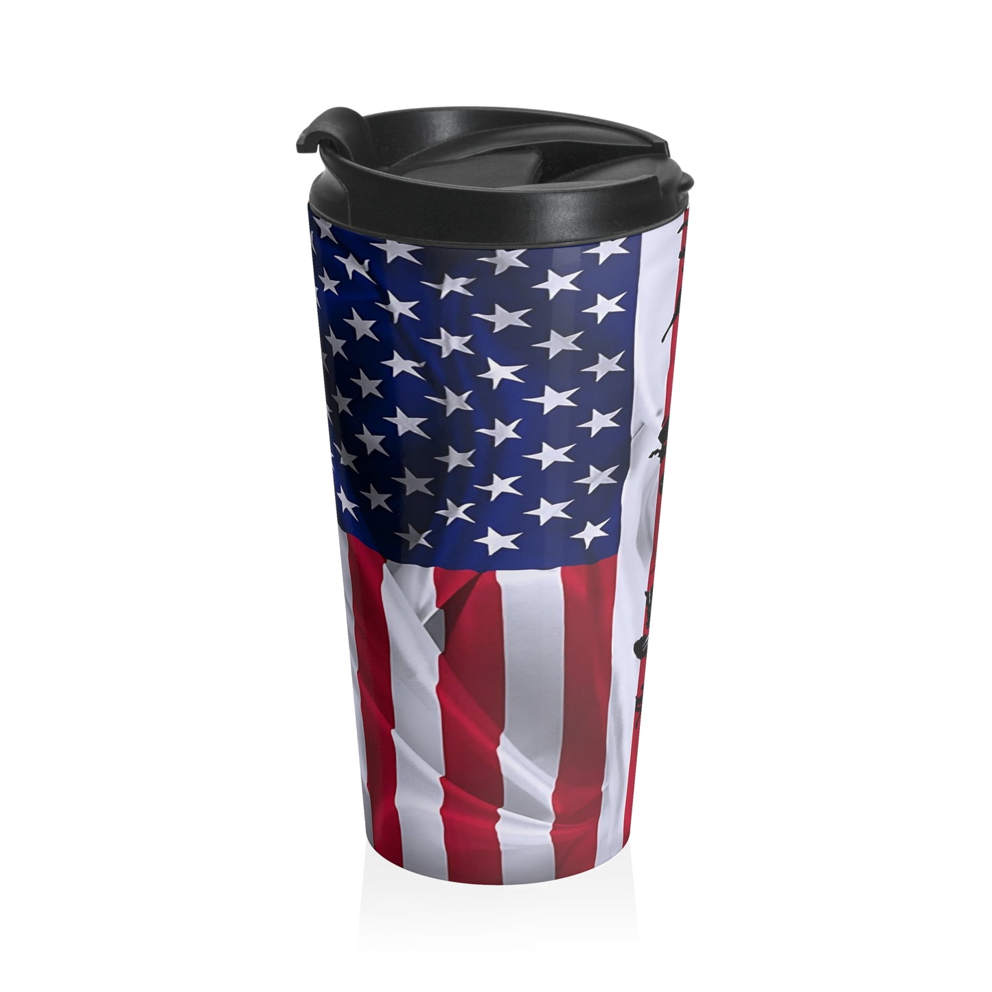 Patriotic Stainless Steel Travel Mug - 15oz American Flag Design