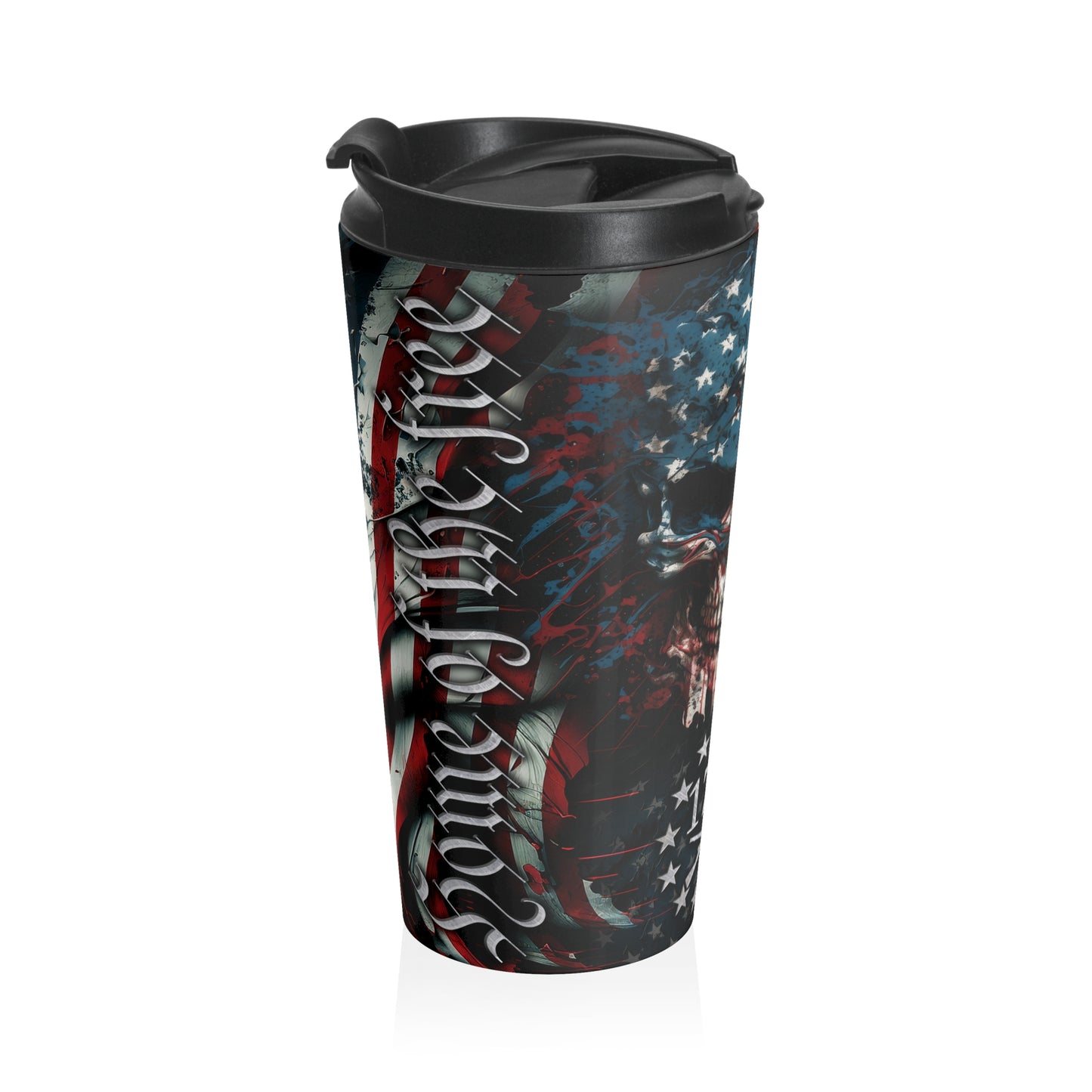 Patriotic Skull Travel Mug - 1776 Freedom Design - Old Glory 1776 Apparel