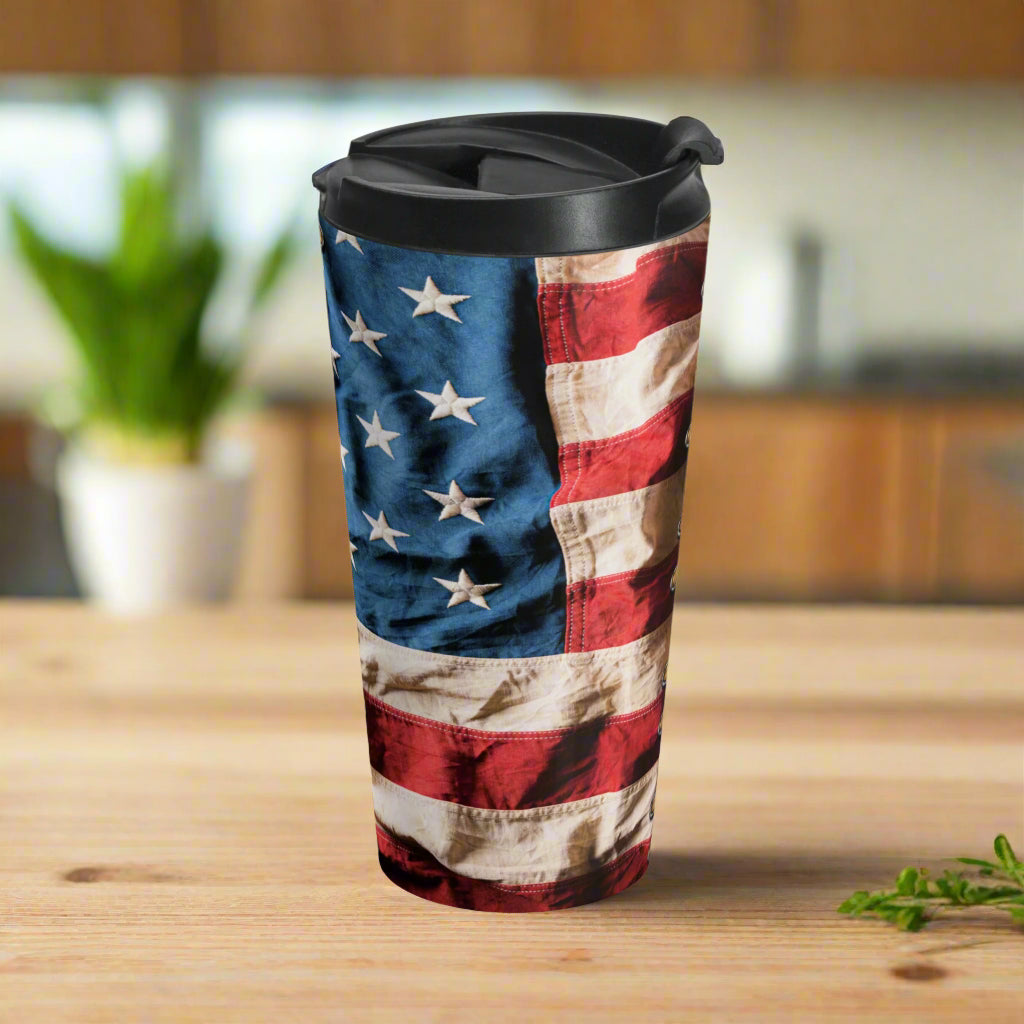 Liberty or Death Don't Tread On Me Patriotic Stainless Steel Travel Mug, Gift, Independence Day Thermos, USA Patriotic Drinkware
