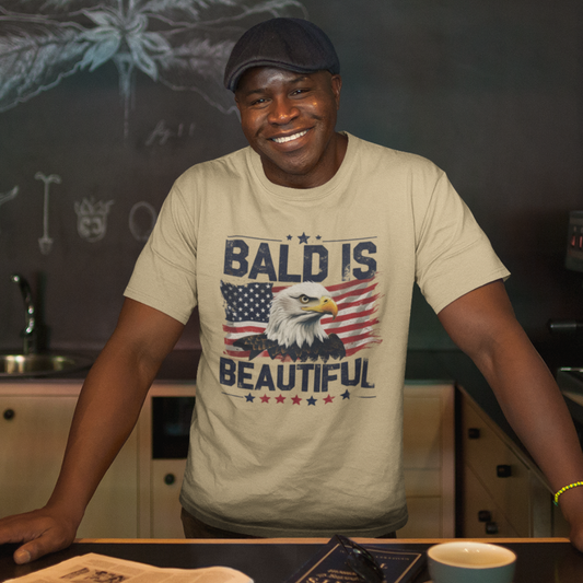 Bald is Beautiful Tee, Bald Eagle Shirt, Patriotic T-Shirt, Unisex Graphic Tee, Eagle Lover Gift, Independence Day Apparel - Old Glory 1776 Apparel