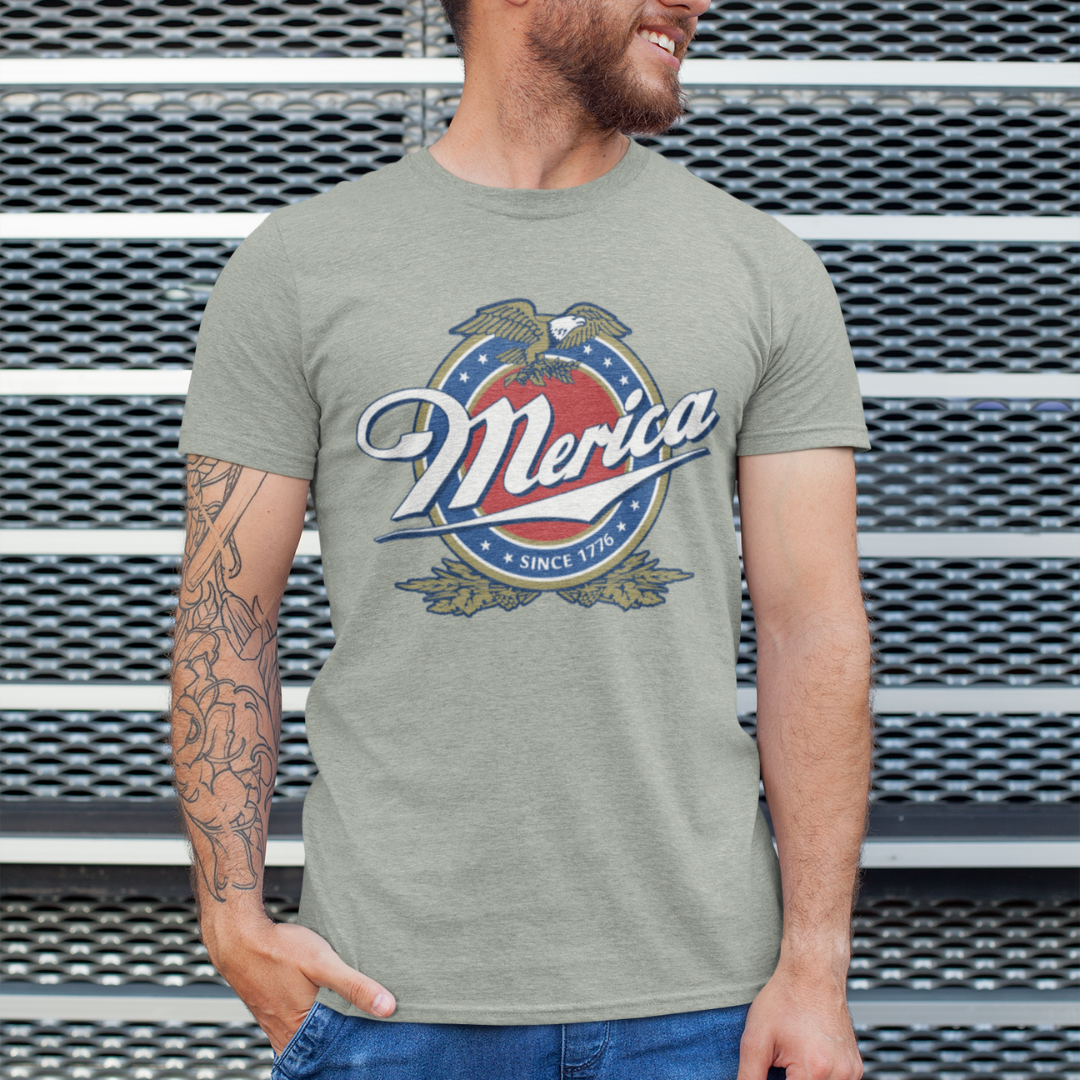 Patriotic American Tee - Merica Design, Unisex Short Sleeve Shirt for BBQ, Independence Day, Family Gatherings, Casual Wear, Gift