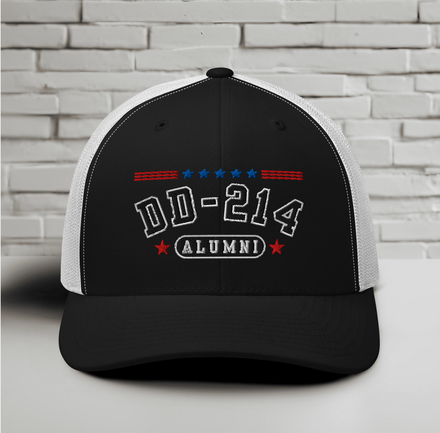 DD-214 Alumni Snapback Trucker Cap - Black Embroidery, Celebrate Your Military Journey! - Old Glory 1776 Apparel