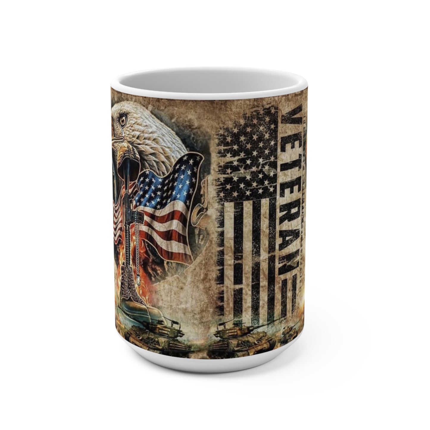 Patriotic Veteran Mug – Patriotic 11oz & 15oz Coffee Cup, American Eagle Design, Gifts for Veterans, Military Appreciation