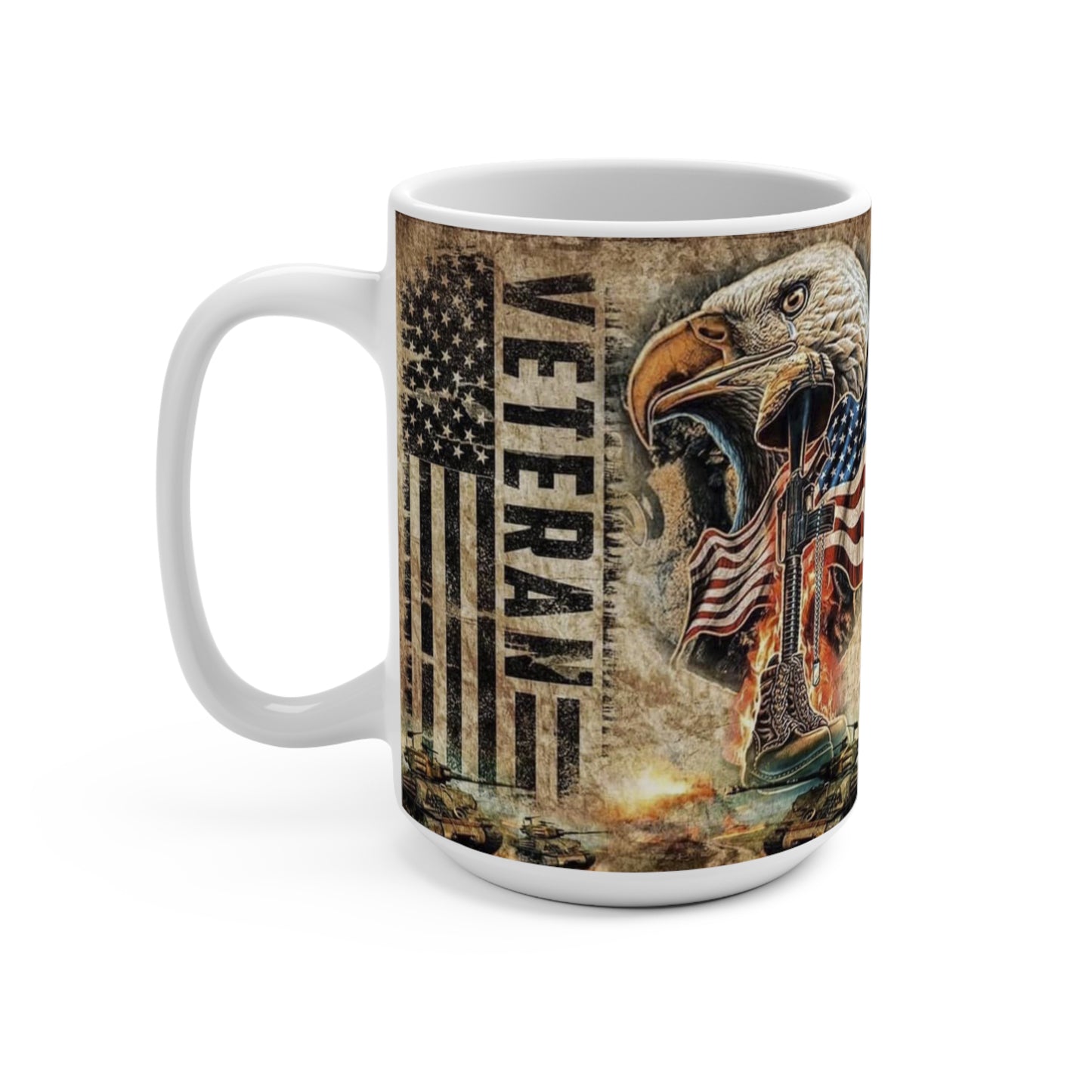Patriotic Veteran Mug – Patriotic 11oz & 15oz Coffee Cup, American Eagle Design, Gifts for Veterans, Military Appreciation