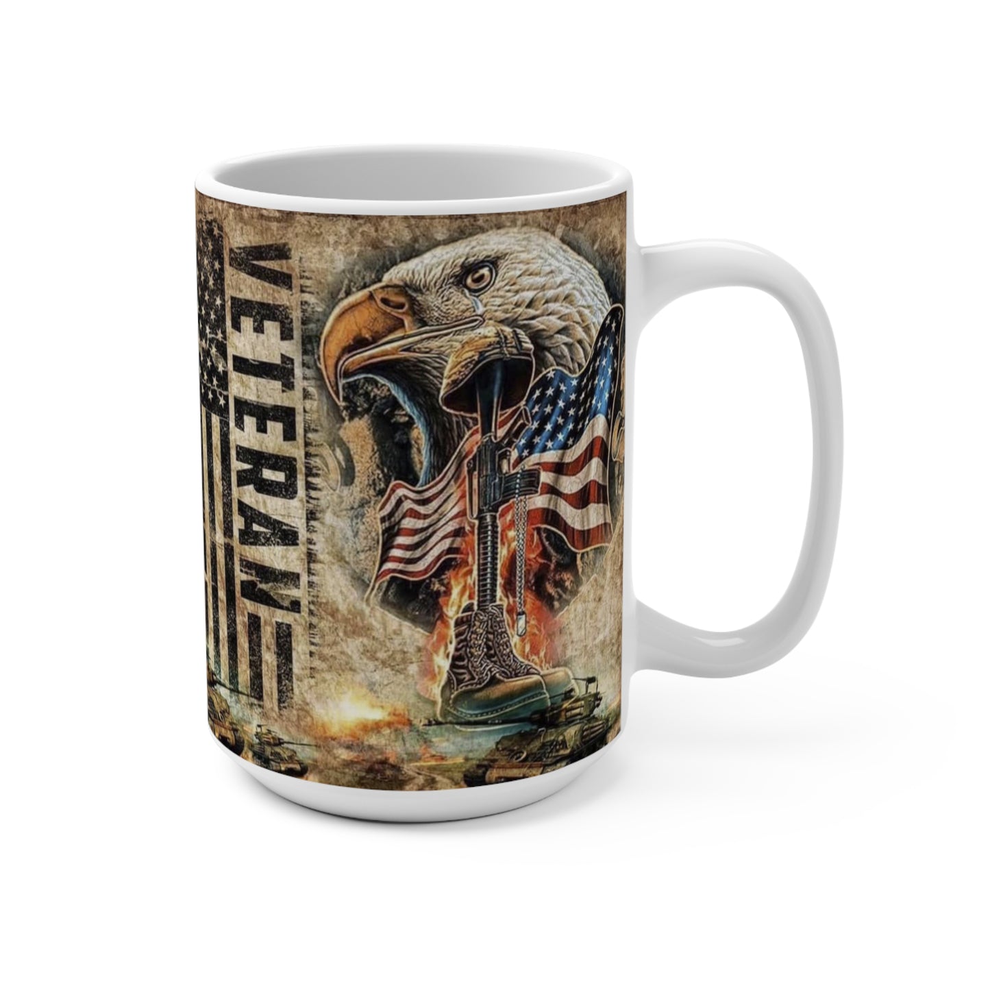 Patriotic Veteran Mug – Patriotic 11oz & 15oz Coffee Cup, American Eagle Design, Gifts for Veterans, Military Appreciation