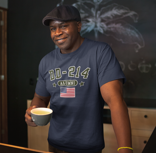 DD-214 Alumni Unisex T-Shirt, Military Retirement Tee - Old Glory 1776 Apparel