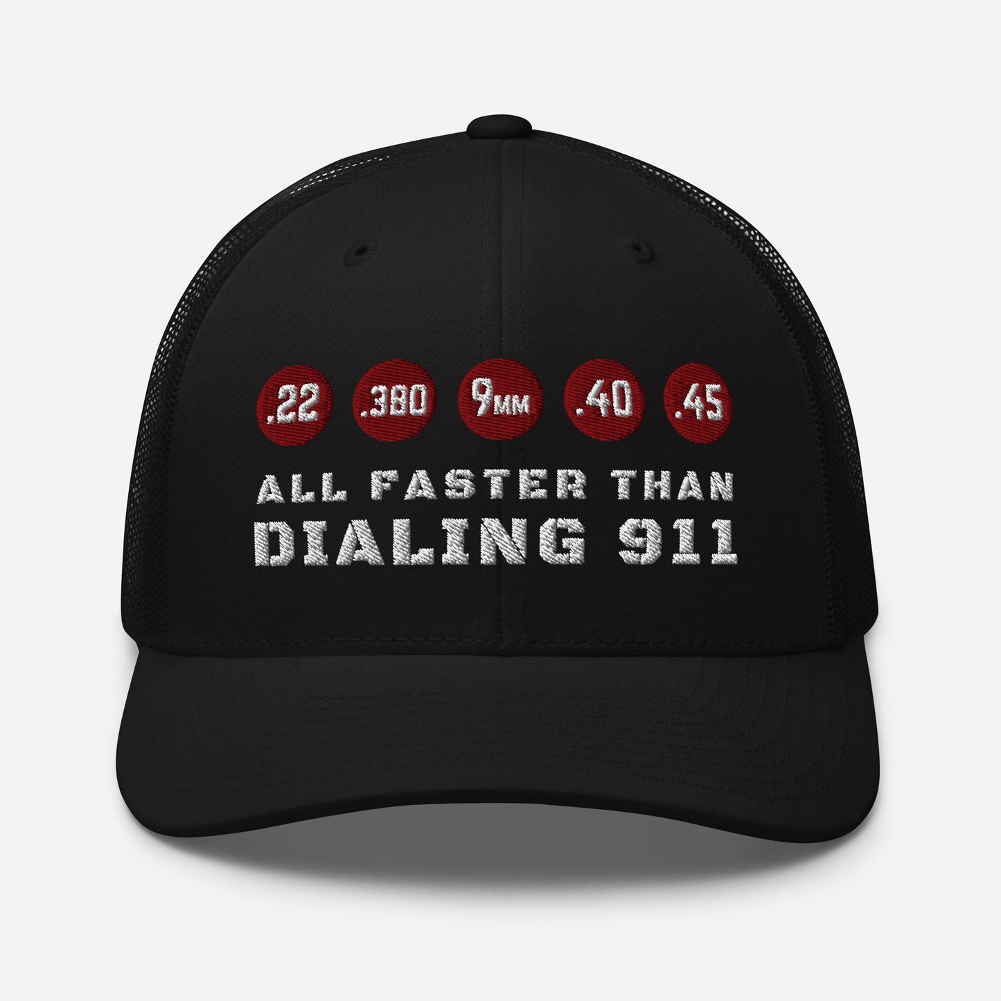 All Faster Than Dialing 911 Snapback Trucker Cap - Old Glory 1776 Apparel