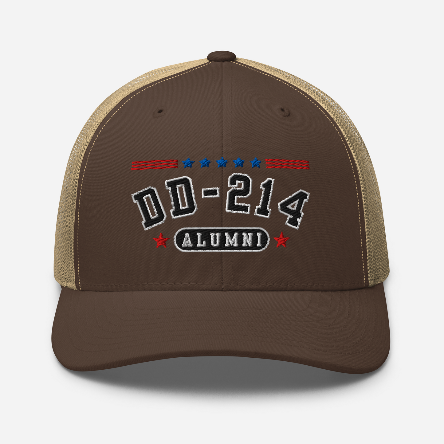 DD-214 Alumni Snapback Trucker Cap - Black Embroidery, Celebrate Your Military Journey! - Old Glory 1776 Apparel