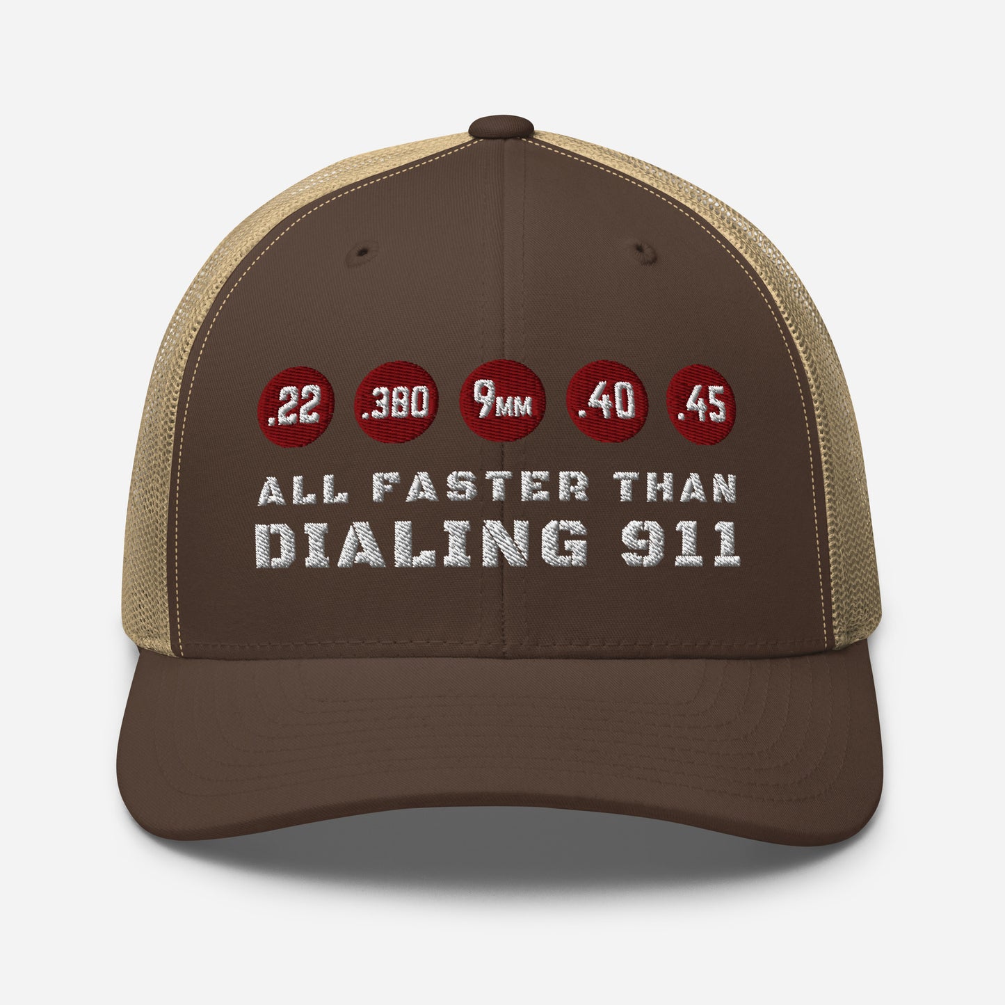 All Faster Than Dialing 911 Snapback Trucker Cap - Old Glory 1776 Apparel