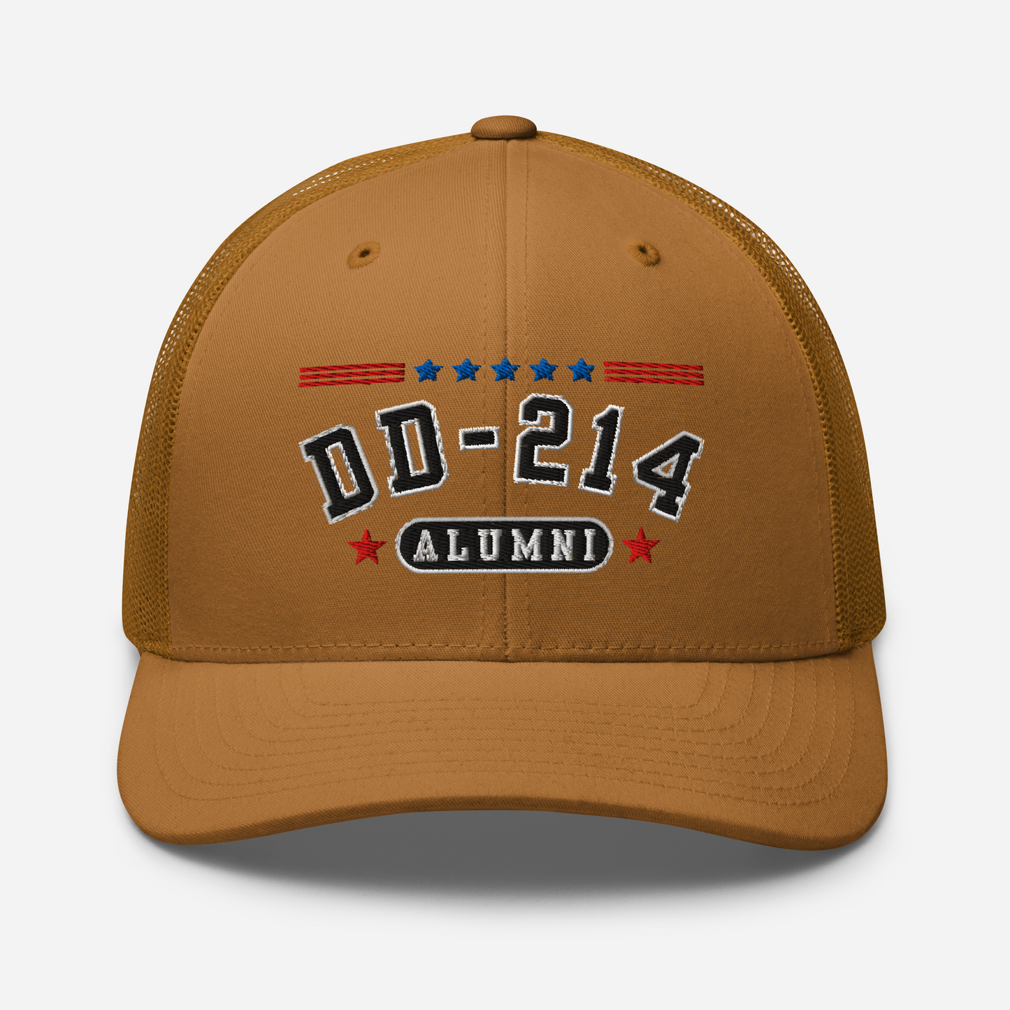 DD-214 Alumni Snapback Trucker Cap - Black Embroidery, Celebrate Your Military Journey! - Old Glory 1776 Apparel