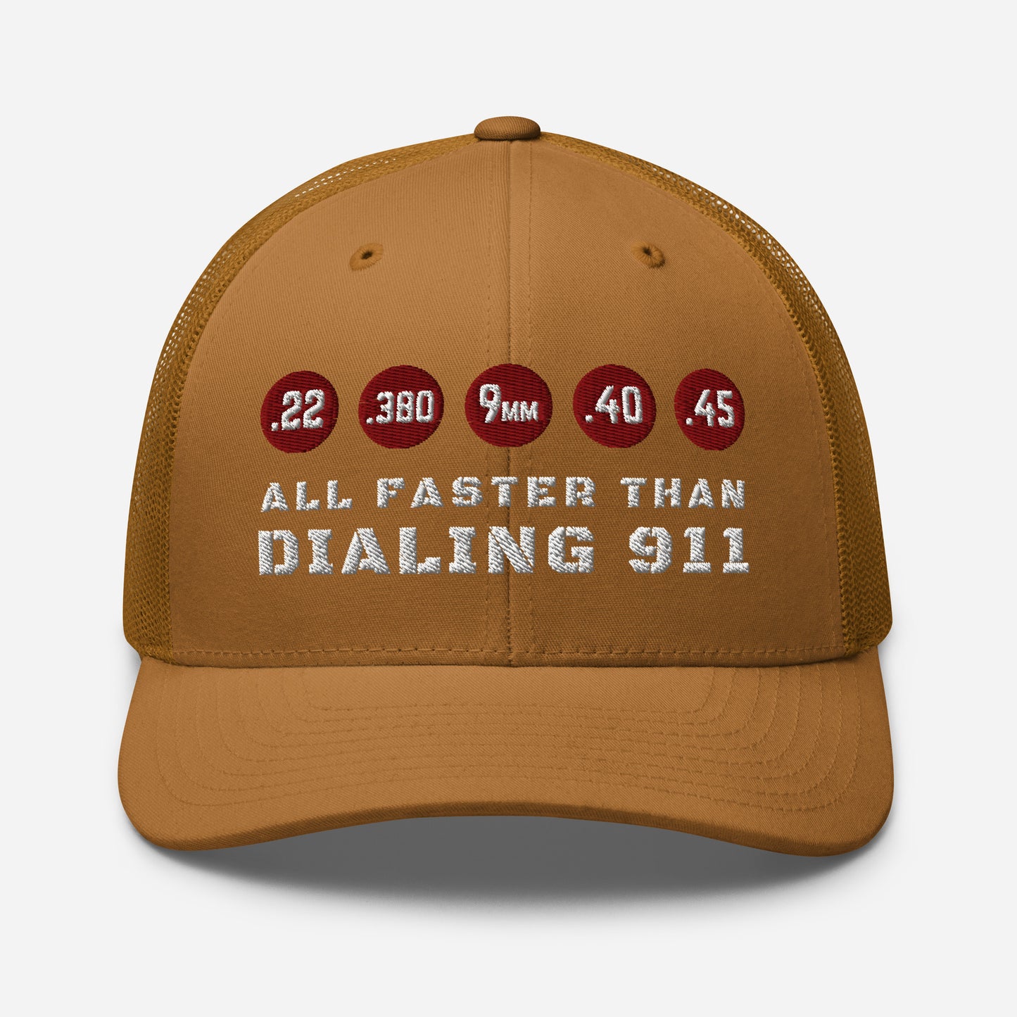 All Faster Than Dialing 911 Snapback Trucker Cap - Old Glory 1776 Apparel