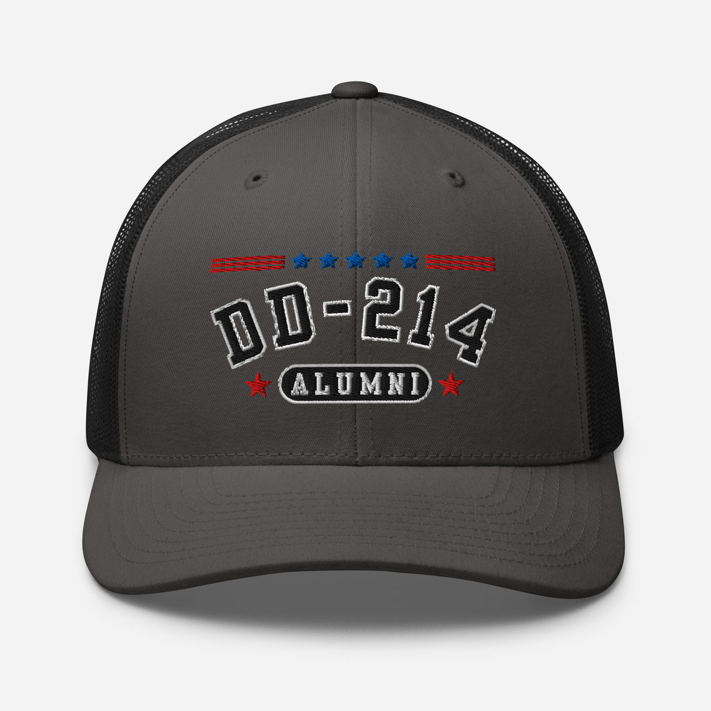 DD-214 Alumni Snapback Trucker Cap - Black Embroidery, Celebrate Your Military Journey! - Old Glory 1776 Apparel