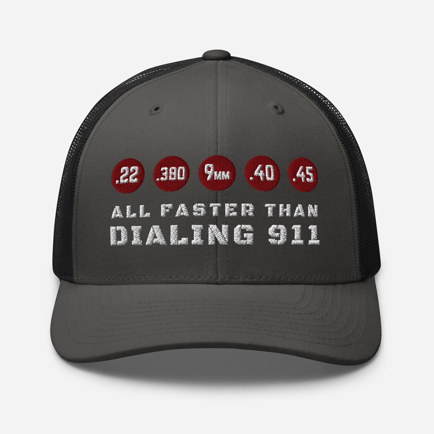 All Faster Than Dialing 911 Snapback Trucker Cap - Old Glory 1776 Apparel