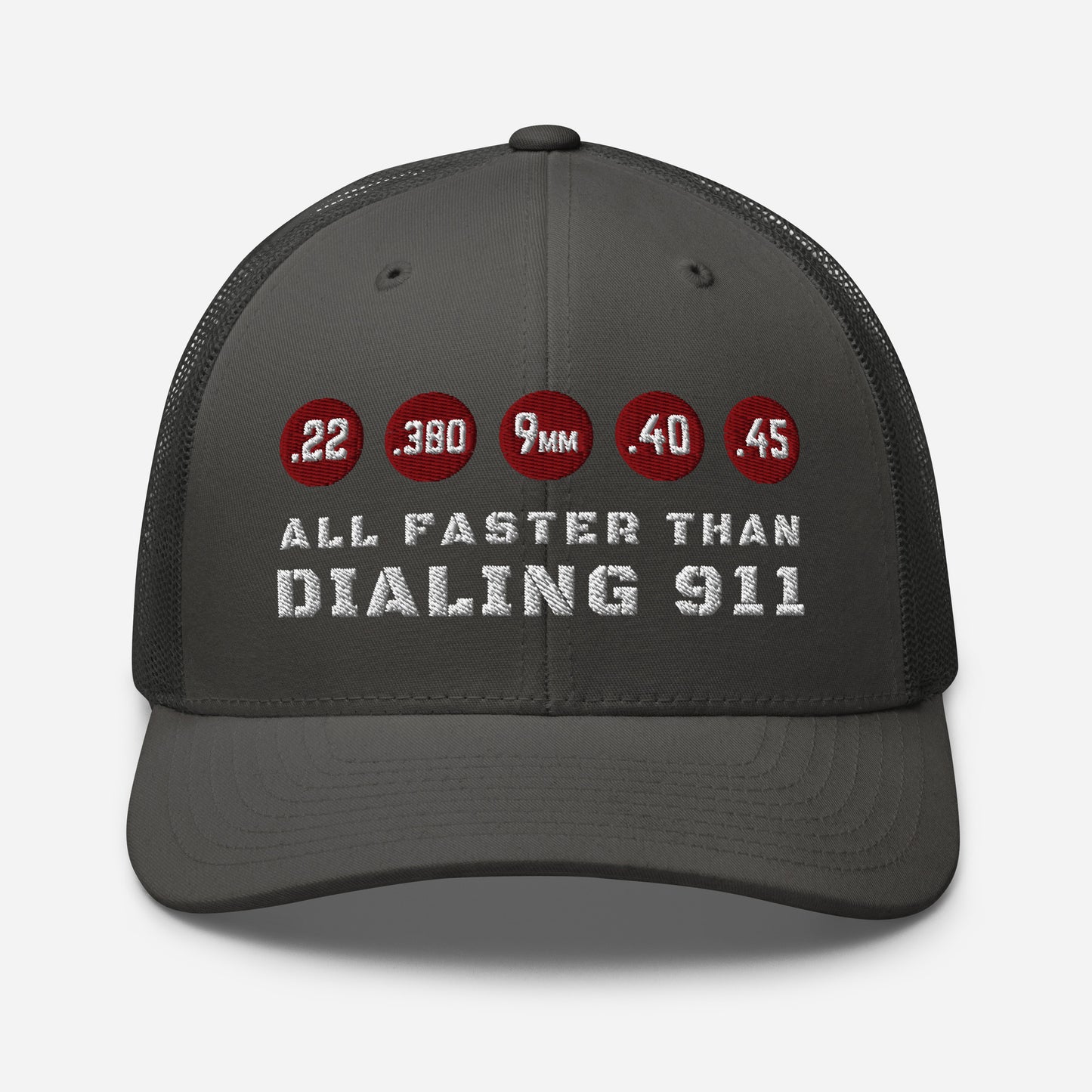 All Faster Than Dialing 911 Snapback Trucker Cap - Old Glory 1776 Apparel