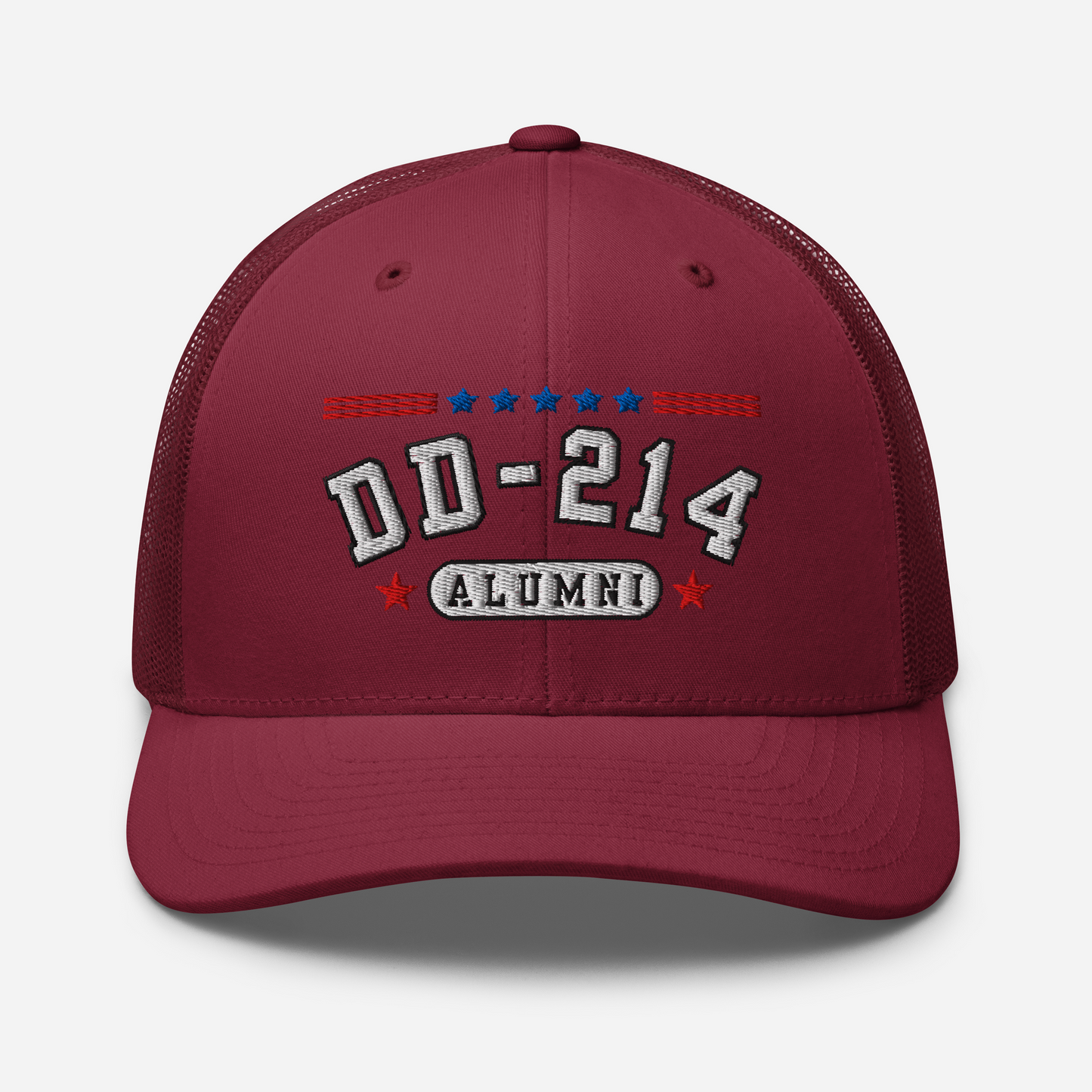 DD-214 Alumni Snapback Trucker Cap - White Embroidery, Celebrate Your Military Journey! - Old Glory 1776 Apparel