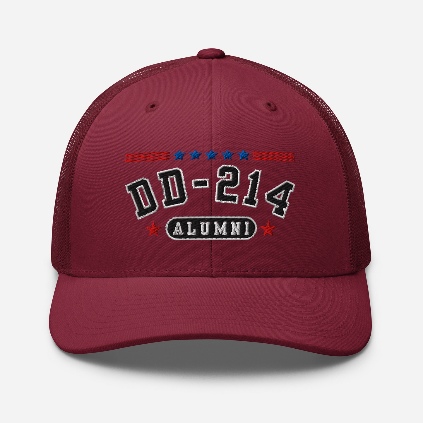 DD-214 Alumni Snapback Trucker Cap - Black Embroidery, Celebrate Your Military Journey! - Old Glory 1776 Apparel