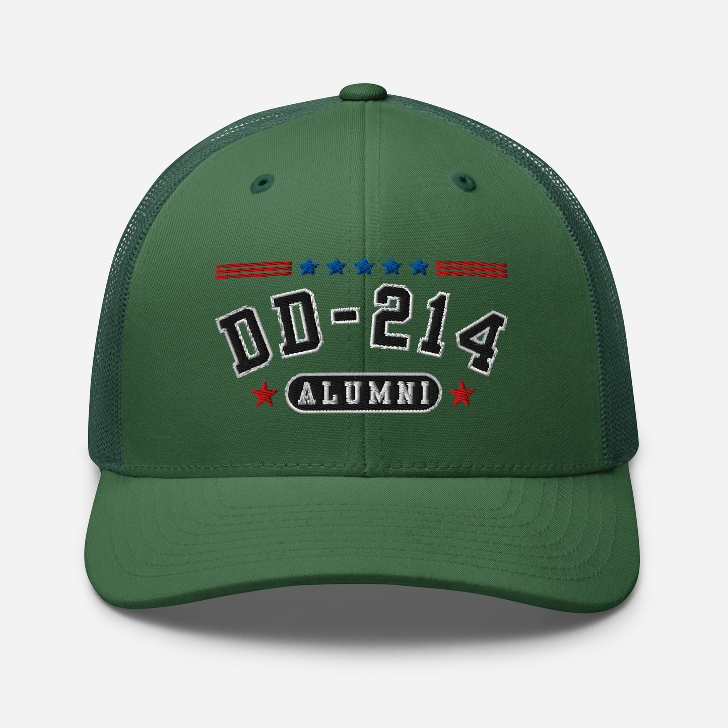 DD-214 Alumni Snapback Trucker Cap - Black Embroidery, Celebrate Your Military Journey! - Old Glory 1776 Apparel