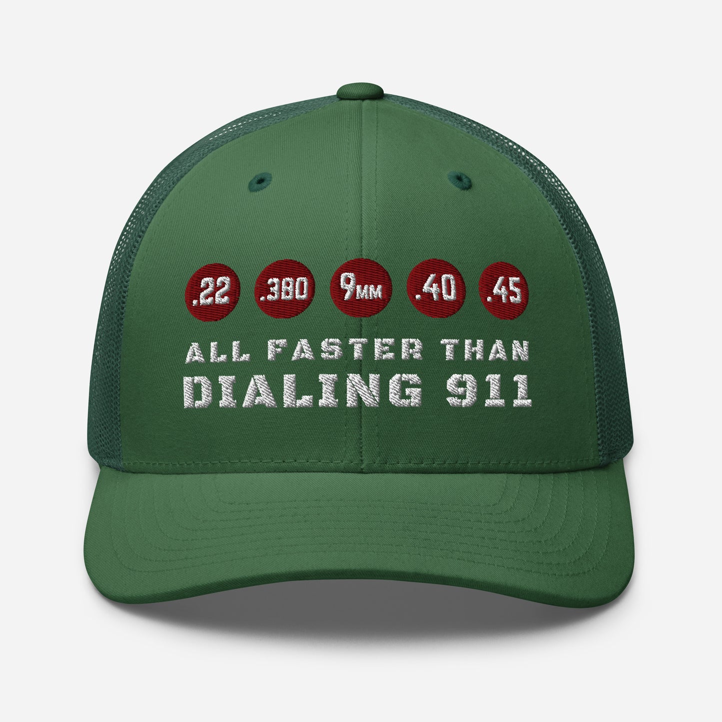 All Faster Than Dialing 911 Snapback Trucker Cap - Old Glory 1776 Apparel