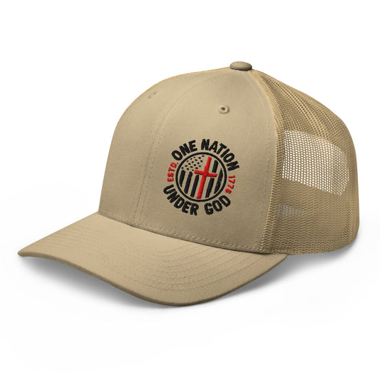 One Nation Under God - Patriotic Snapback Trucker Cap - Old Glory 1776 Apparel