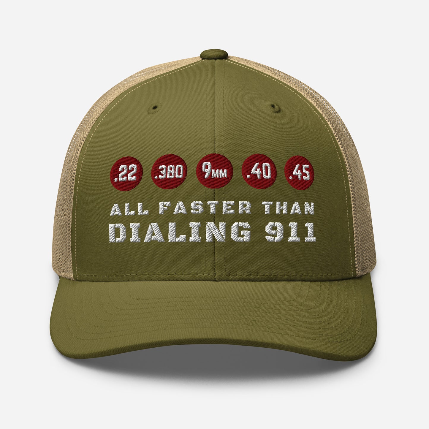 All Faster Than Dialing 911 Snapback Trucker Cap - Old Glory 1776 Apparel