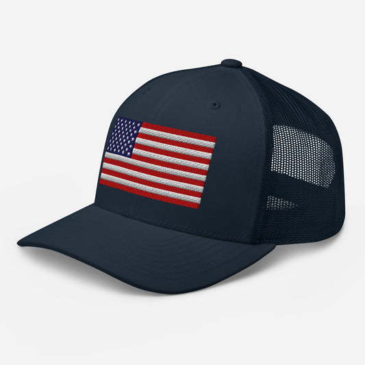 Patriotic Snapback Trucker Cap - USA Flag Design - Old Glory 1776 Apparel