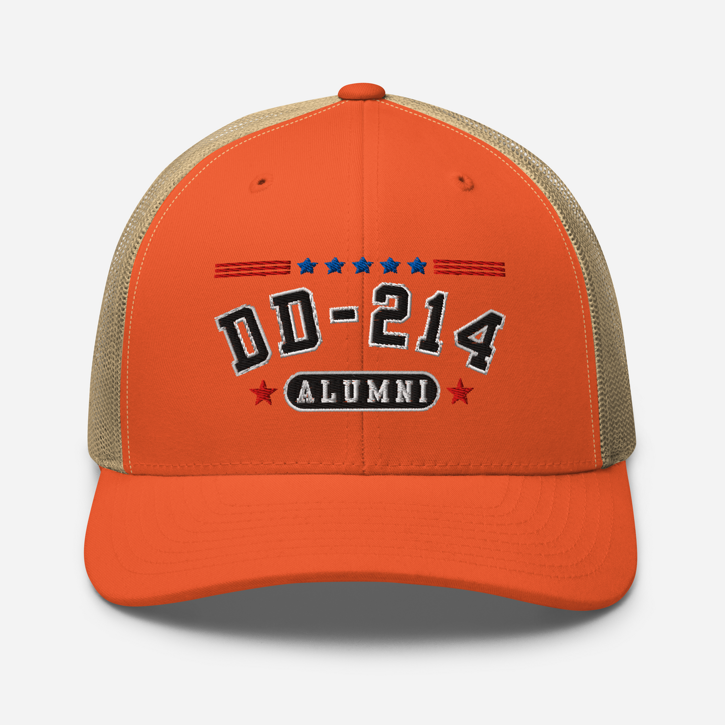 DD-214 Alumni Snapback Trucker Cap - Black Embroidery, Celebrate Your Military Journey! - Old Glory 1776 Apparel
