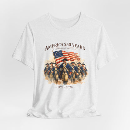 America 250 Years T-Shirt – 1776–2026 Revolutionary Flag Tee