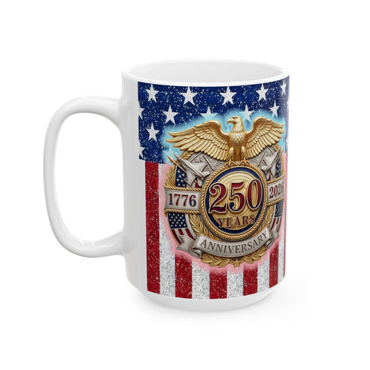1776–2026 Patriotic American Flag Ceramic Mug – Anniversary Eagle Emblem (11oz/15oz)
