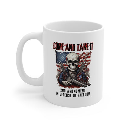 Come and Take It, 2nd Amendment in Defense of Freedom, 11oz-15oz White Mug, Patriotic Gift, Coffee Cup, Gun Rights, Political Statement