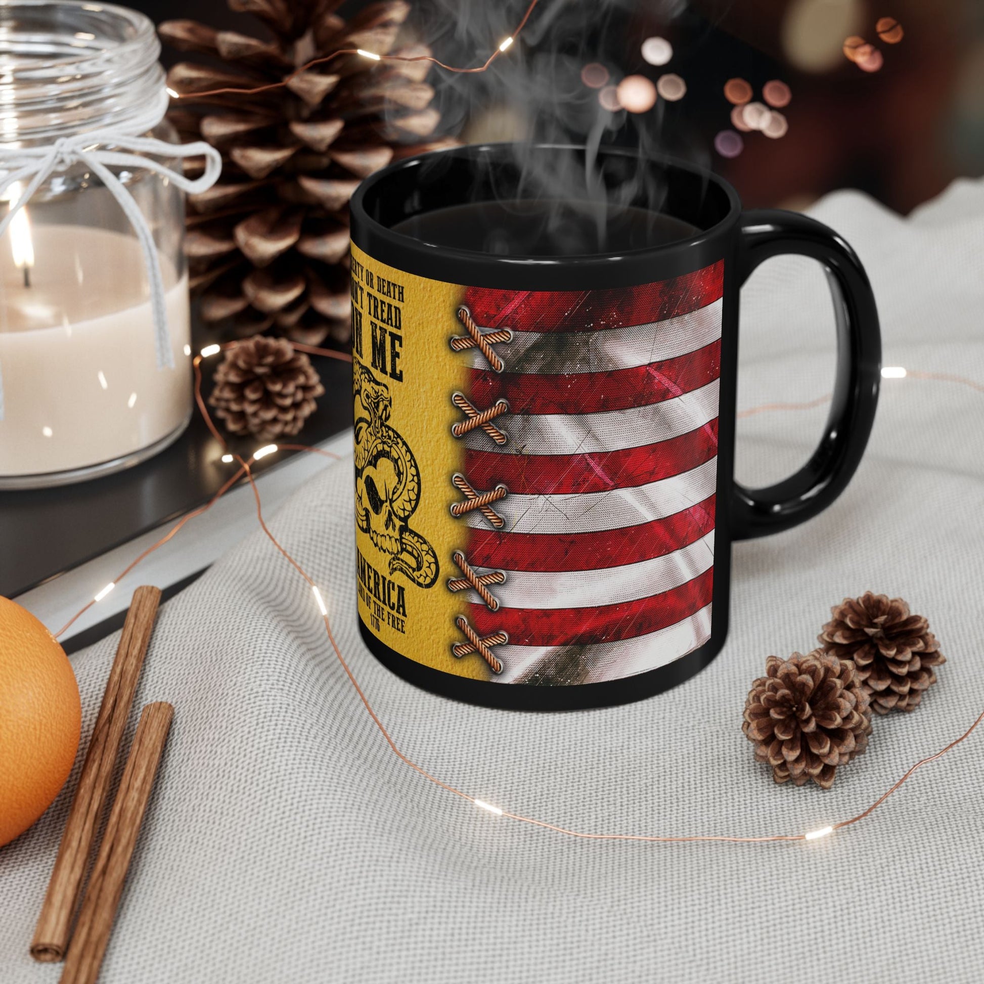 Don't Tread on Me Black Mug (11oz, 15oz) - Premium Mug from Old Glory 1776 Apparel - Just $19.99! Shop now at Old Glory 1776 Apparel