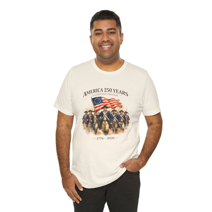 America 250 Years T-Shirt – 1776–2026 Revolutionary Flag Tee