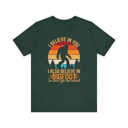 Bigfoot Believer Tee, Fun Graphic T-Shirt, Unisex Casual Wear, Nature Lover Gift, Adventure Shirt, Outdoor Humor Top