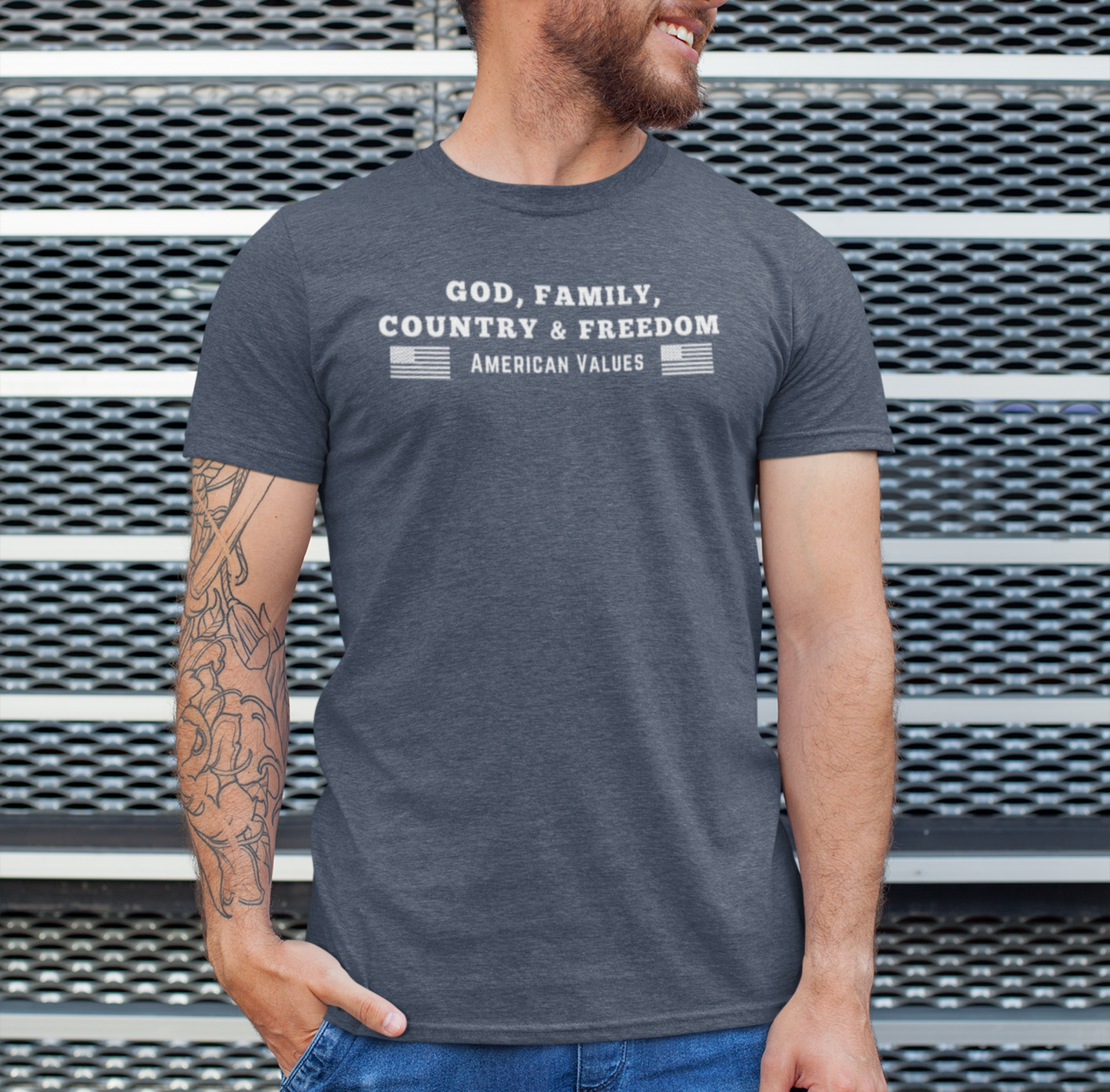 God, Family, Country & Freedom Unisex Tee - Patriotic Shirt, American Pride Tshirt, USA Patriotic Apparel, Independence Day Tee, Memorial