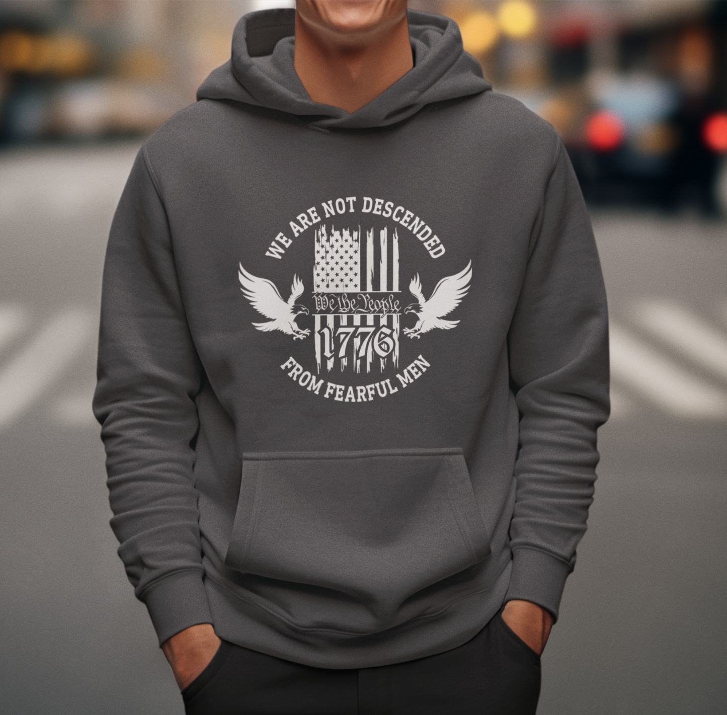 We Are Not Descended From Fearful Men Unisex Hoodie, Bold Patriotic Hoodie Jumper, Independence Day - Premium Hoodie from Old Glory 1776 Apparel - Just $39.99! Shop now at Old Glory 1776 Apparel