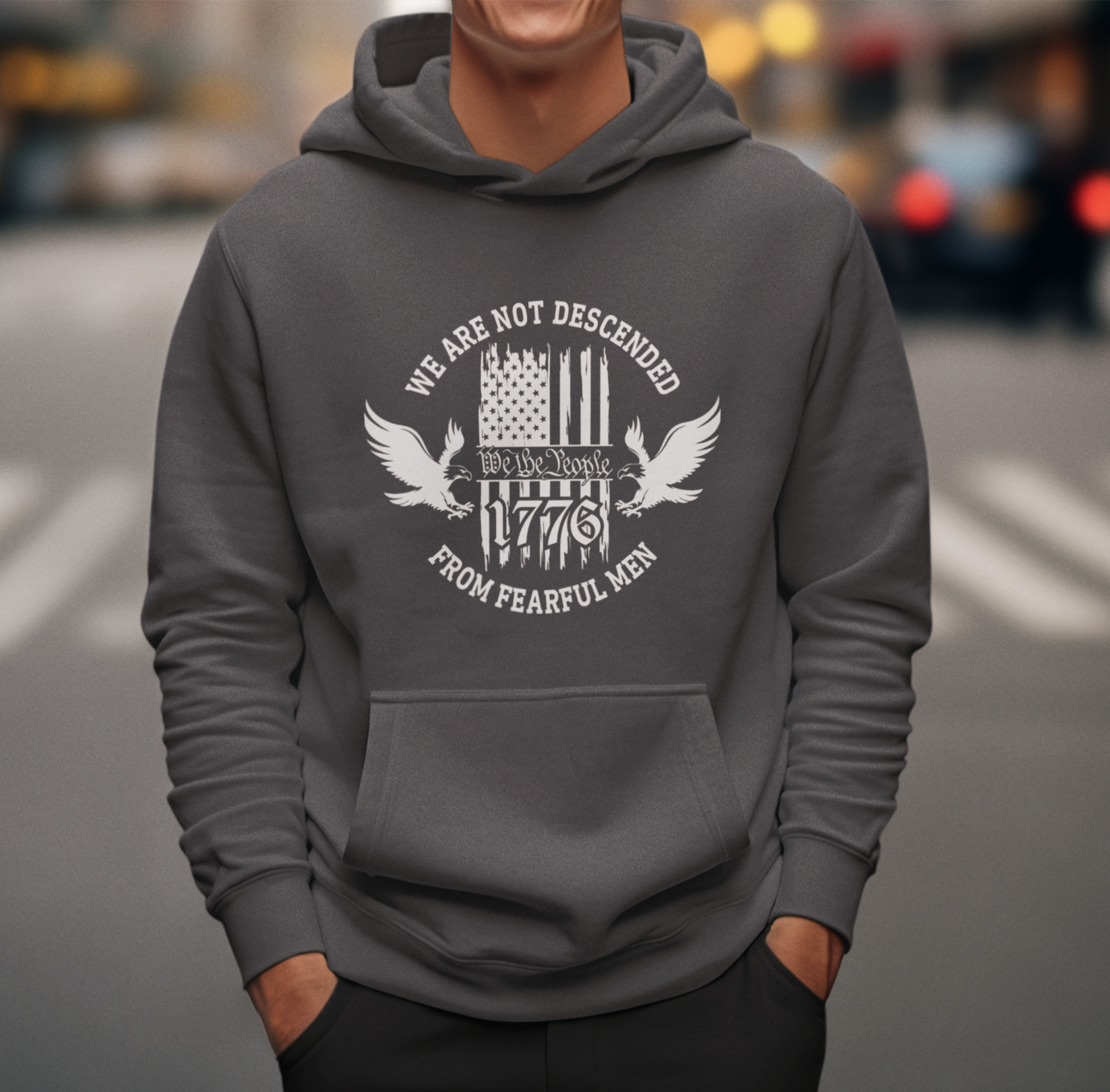 We Are Not Descended From Fearful Men Unisex Hoodie, Bold Patriotic Hoodie Jumper, Independence Day - Premium Hoodie from Old Glory 1776 Apparel - Just $39.99! Shop now at Old Glory 1776 Apparel