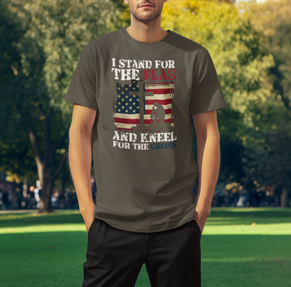 I Stand For The Flag and Kneel For The Cross Unisex Tee, Support Troops T-Shirt, American Pride Shirt, Patriotic Apparel