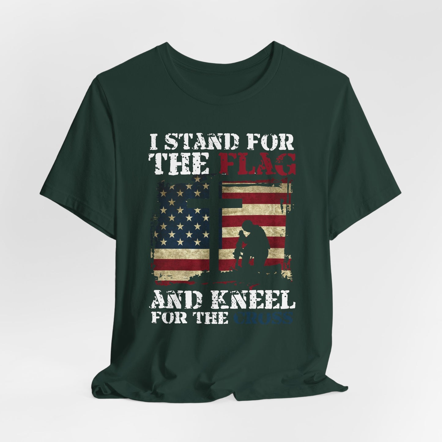 I Stand For The Flag and Kneel For The Cross Unisex Tee, Support Troops T-Shirt, American Pride Shirt, Patriotic Apparel - Old Glory 1776 Apparel