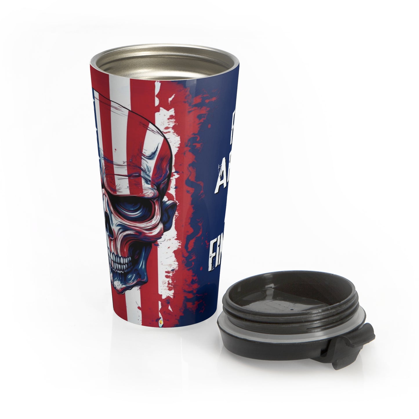 Patriotic Skull Travel Mug - Perfect for Adventurers & Gear Enthusiasts