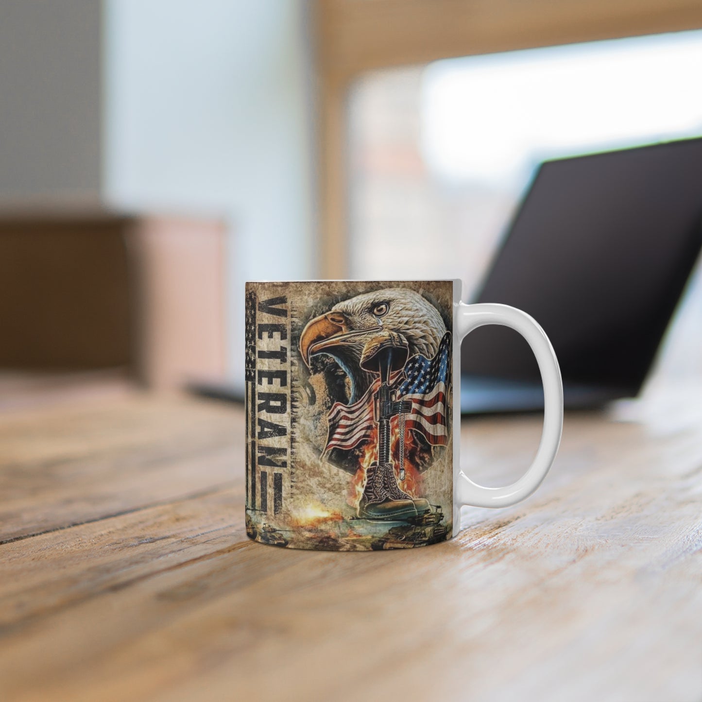 Patriotic Veteran Mug – Patriotic 11oz & 15oz Coffee Cup, American Eagle Design, Gifts for Veterans, Military Appreciation