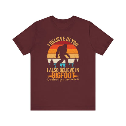 Bigfoot Believer Tee, Fun Graphic T-Shirt, Unisex Casual Wear, Nature Lover Gift, Adventure Shirt, Outdoor Humor Top