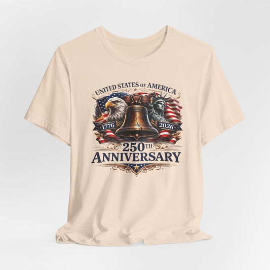 T-Shirt — 'United States of America 250th Anniversary' Liberty Bell Patriotic Tee