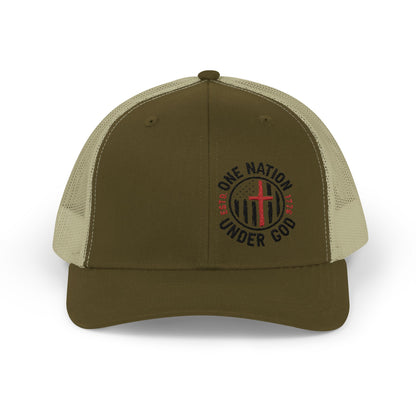 Patriotic Snapback Trucker Cap - "One Nation Under God"