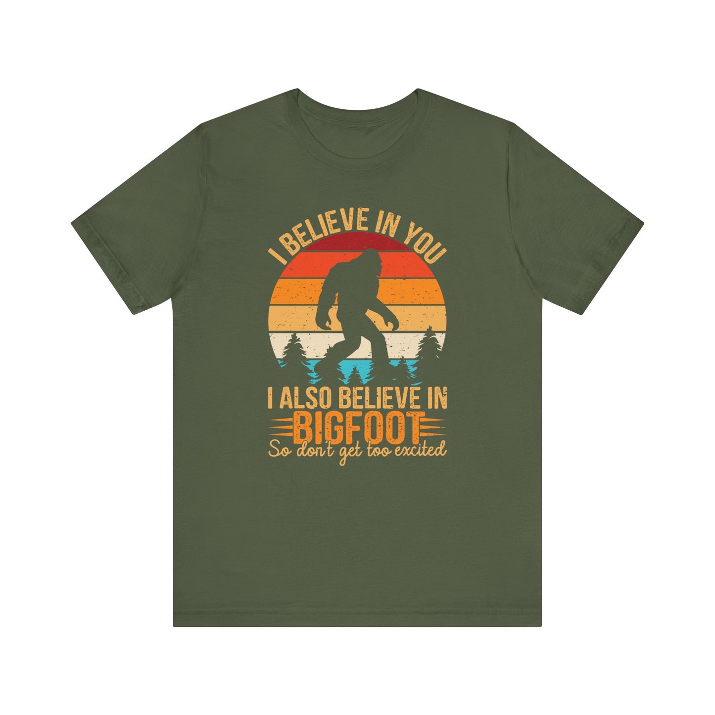Bigfoot Believer Tee, Fun Graphic T-Shirt, Unisex Casual Wear, Nature Lover Gift, Adventure Shirt, Outdoor Humor Top