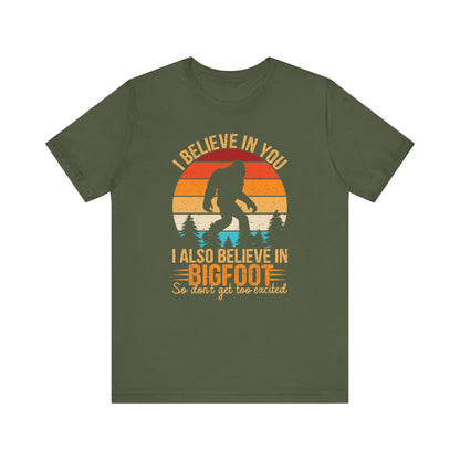 Bigfoot Believer Tee, Fun Graphic T-Shirt, Unisex Casual Wear, Nature Lover Gift, Adventure Shirt, Outdoor Humor Top