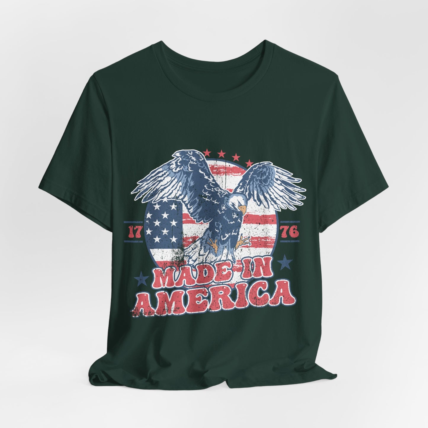 Vintage American Eagle Tee, "Made In America" Patriotic Shirt, Eagle and Flag Design, USA Tee - Old Glory 1776 Apparel