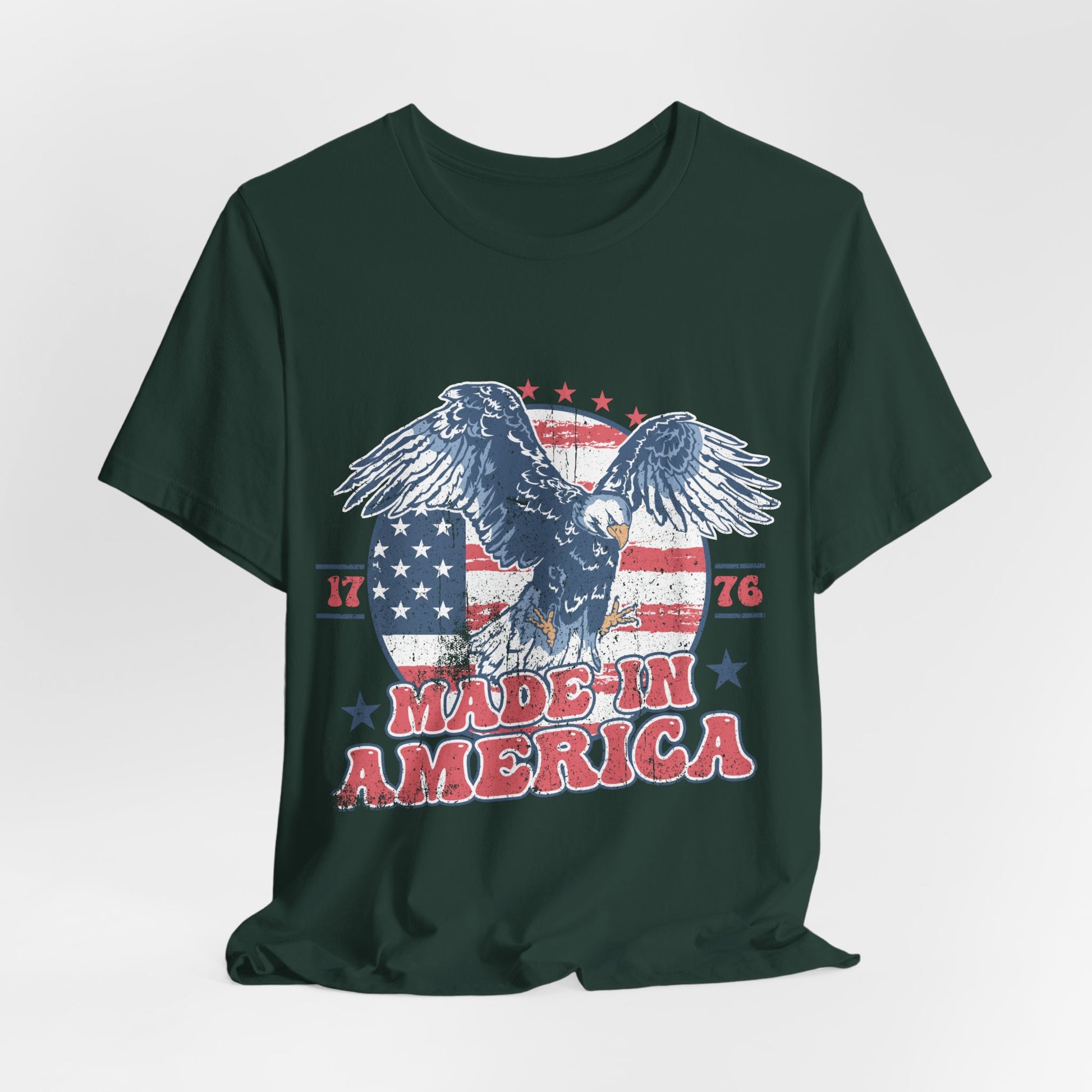Vintage American Eagle Tee, "Made In America" Patriotic Shirt, Eagle and Flag Design, USA Tee - Old Glory 1776 Apparel